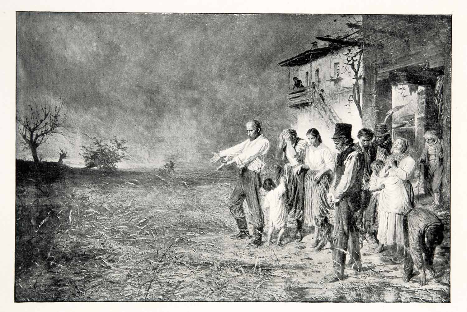 1902 Print Weather Hail Europe Village Storm Landscape Italy Citizens XGWA1