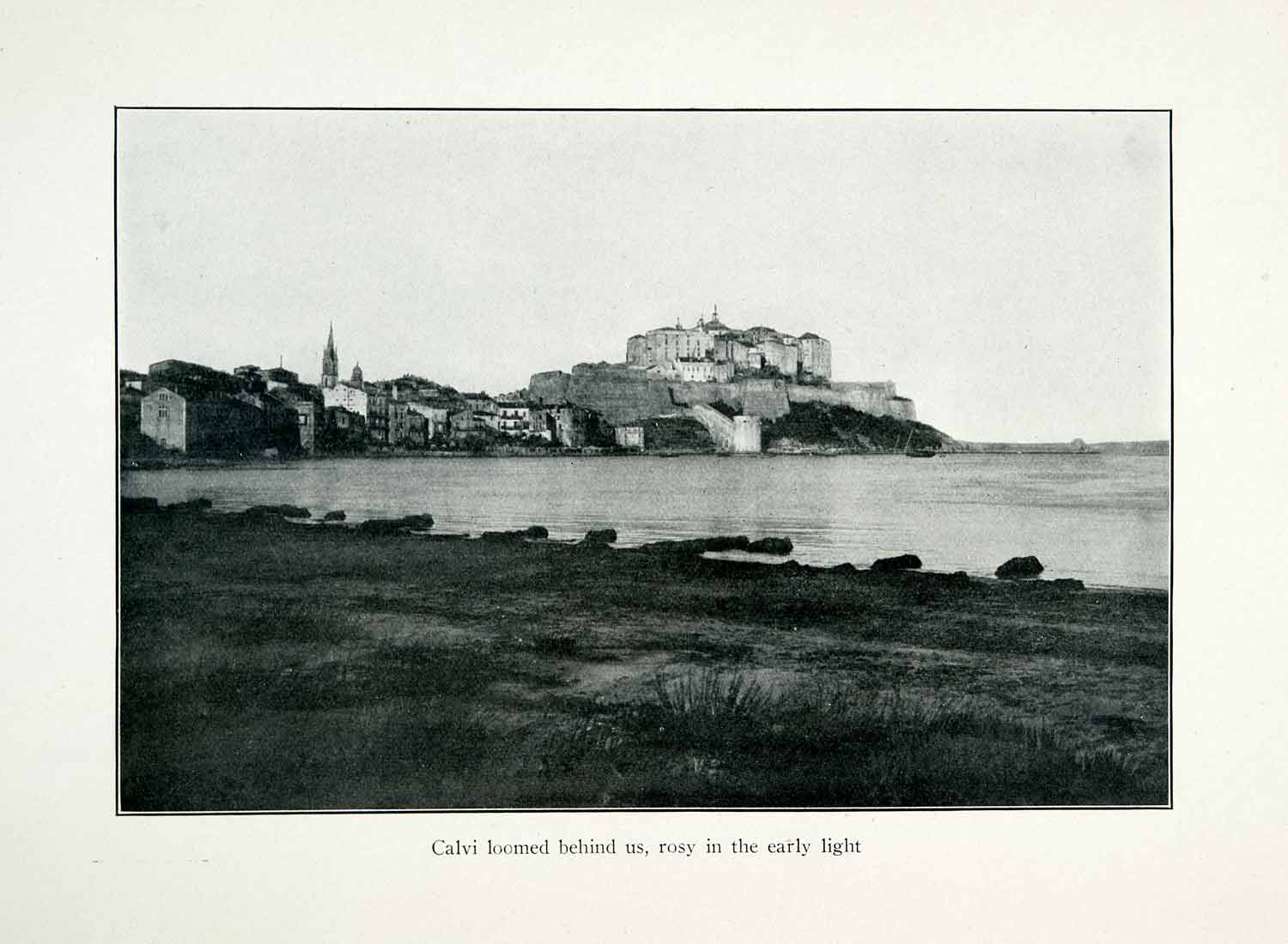 1926 Print Cityscape Landscape Mediterranean Sea Historic Calvi Corsica XGWA2