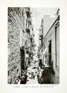 1904 Print Balcony Clothes Line Palermo Italy Architecture City Historic XGWA3