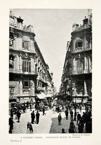 1904 Print Street Scene Palermo Italy Historic Architecture City Center XGWA3