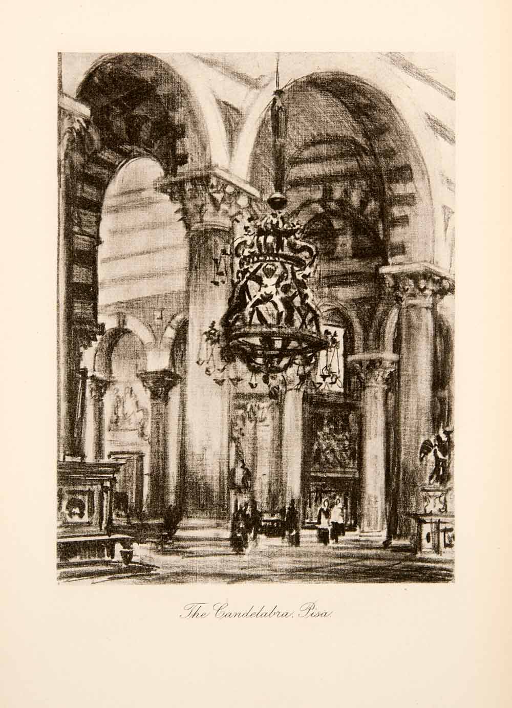 1904 Photogravure Cathedral Pisa Candelabra Galileo Incense Lamp Joseph XGWA4