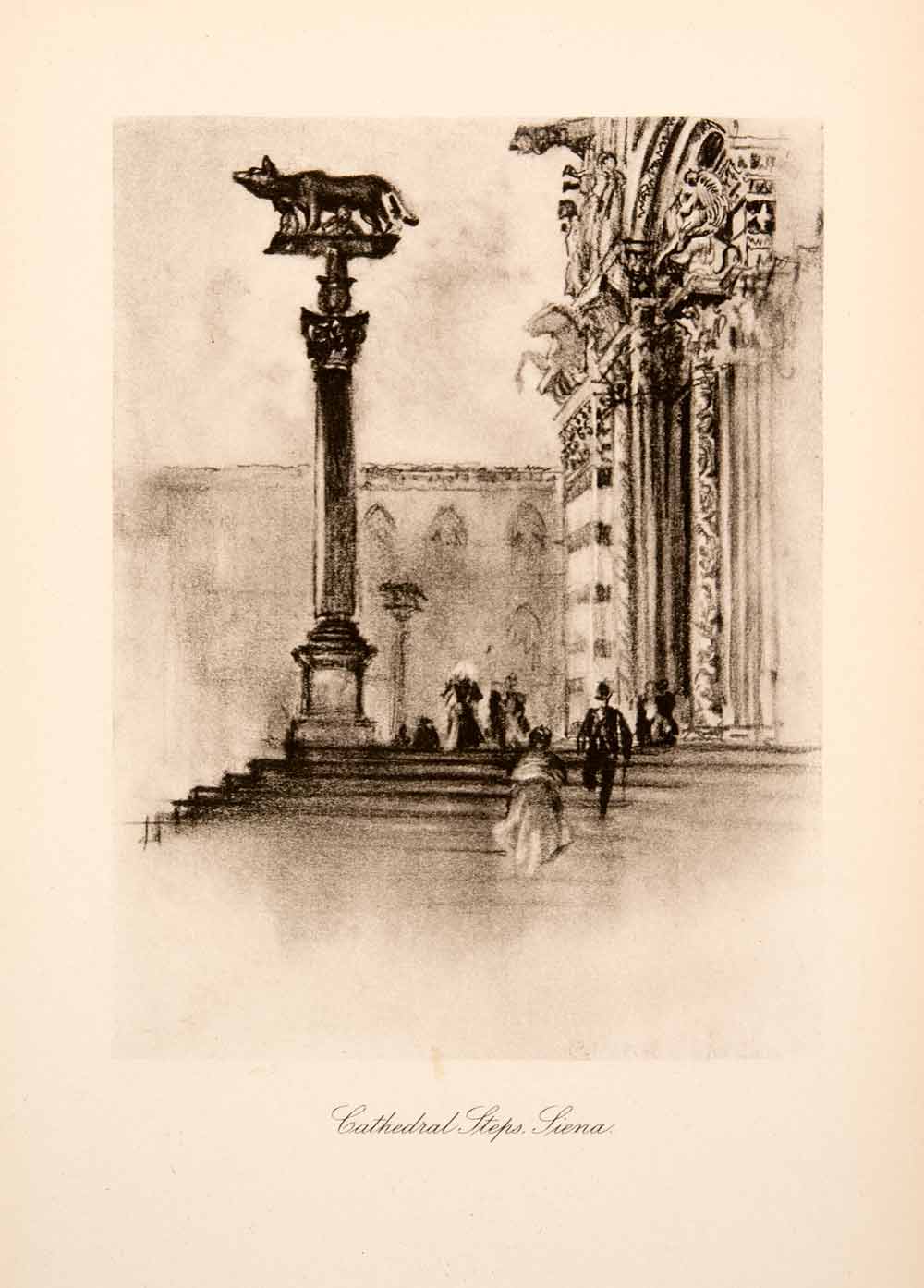 1904 Photogravure Siena Cathedral Steps Church Duomo Italy Joseph Pennell XGWA4