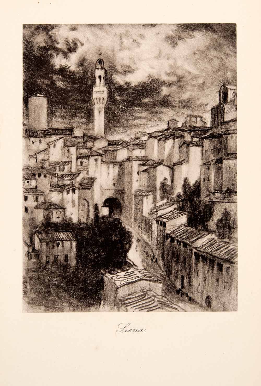 1904 Photogravure Siena Italy Tuscany Tower Italy Cityscape Joseph Pennell XGWA4