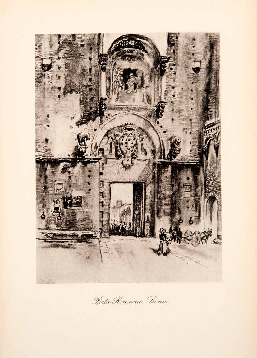1904 Photogravure Porta Romana Siena Tuscany City Gate Wall Joseph Pennell XGWA4