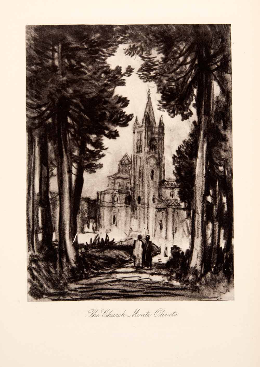 1904 Photogravure Abbey Church Monte Oliveto Maggiore Tuscany Joseph XGWA4
