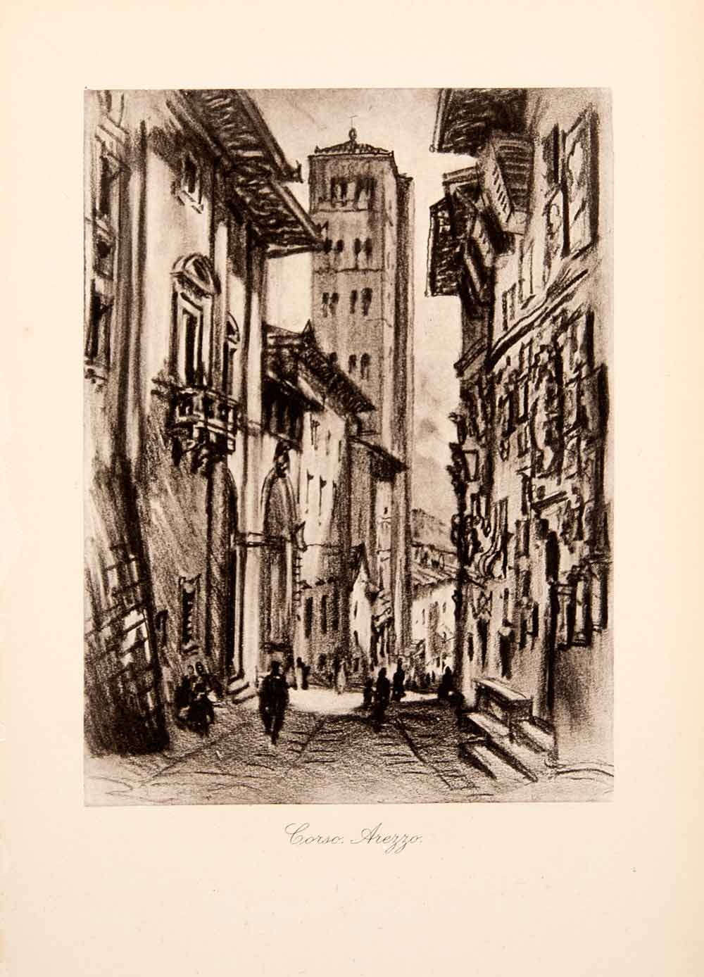1904 Photogravure Corso Arezzo Street City Tuscany Italy Joseph Pennell XGWA4