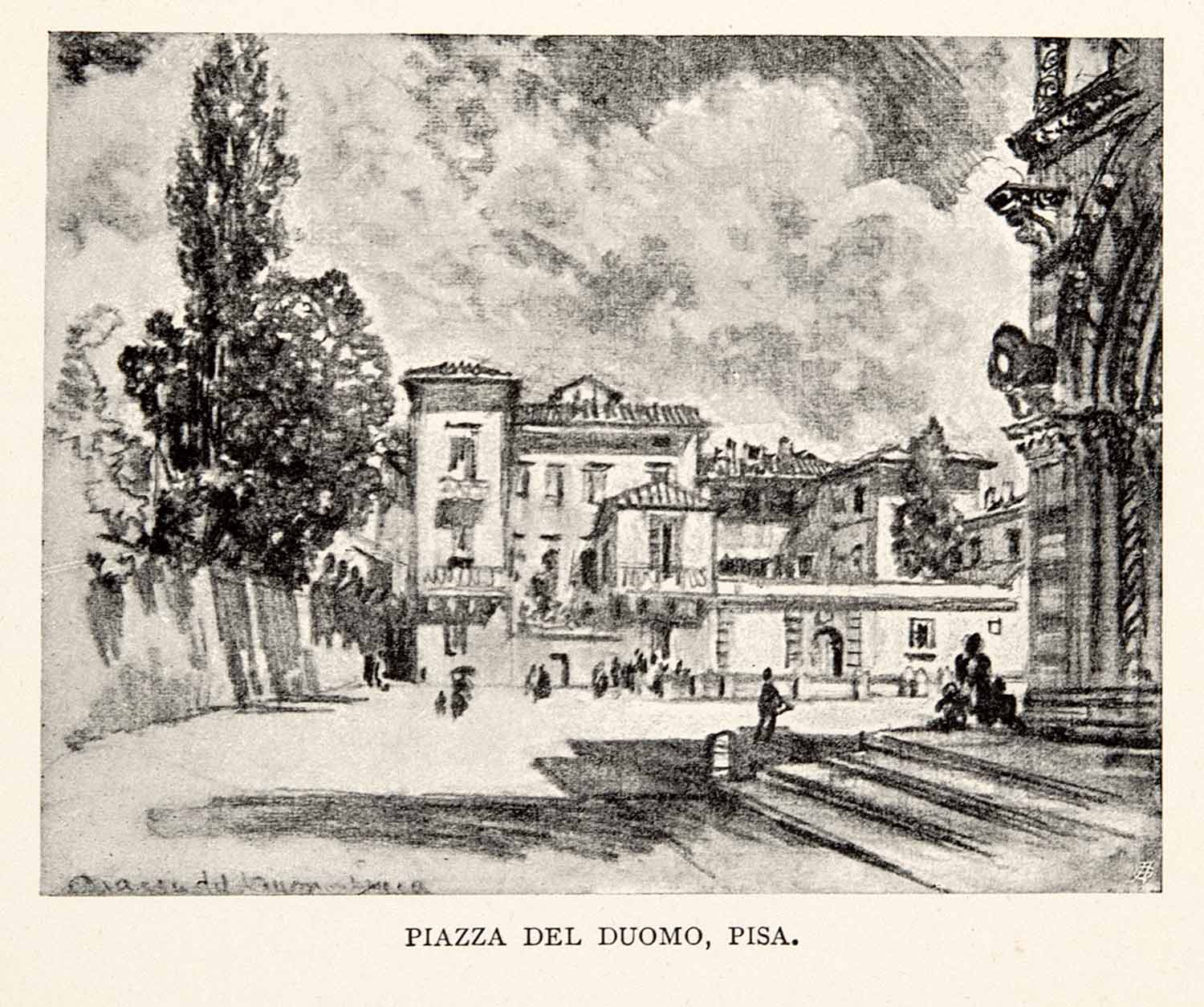 1904 Print Pisa Piazza Del Duomo Miracoli Cathedral Architecture Joseph XGWA4