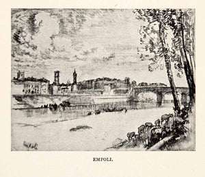 1904 Print Empoli Italy Tuscany Town River Arno Bridge Cityscape Joseph XGWA4
