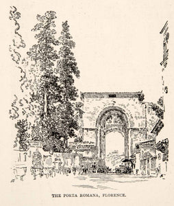 1904 Wood Engraving Florence Porta Romana City Gate Italy Joseph Pennell XGWA4