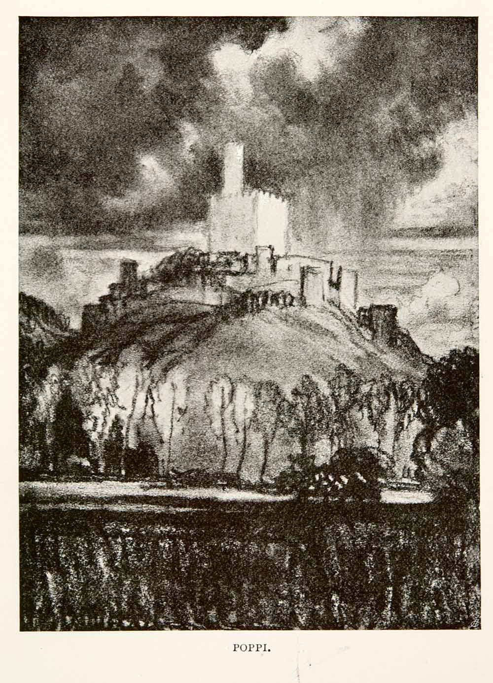 1904 Print Castello Poppi Castle Conti Guidi Italy Tuscany Joseph Pennell XGWA4 - Period Paper
