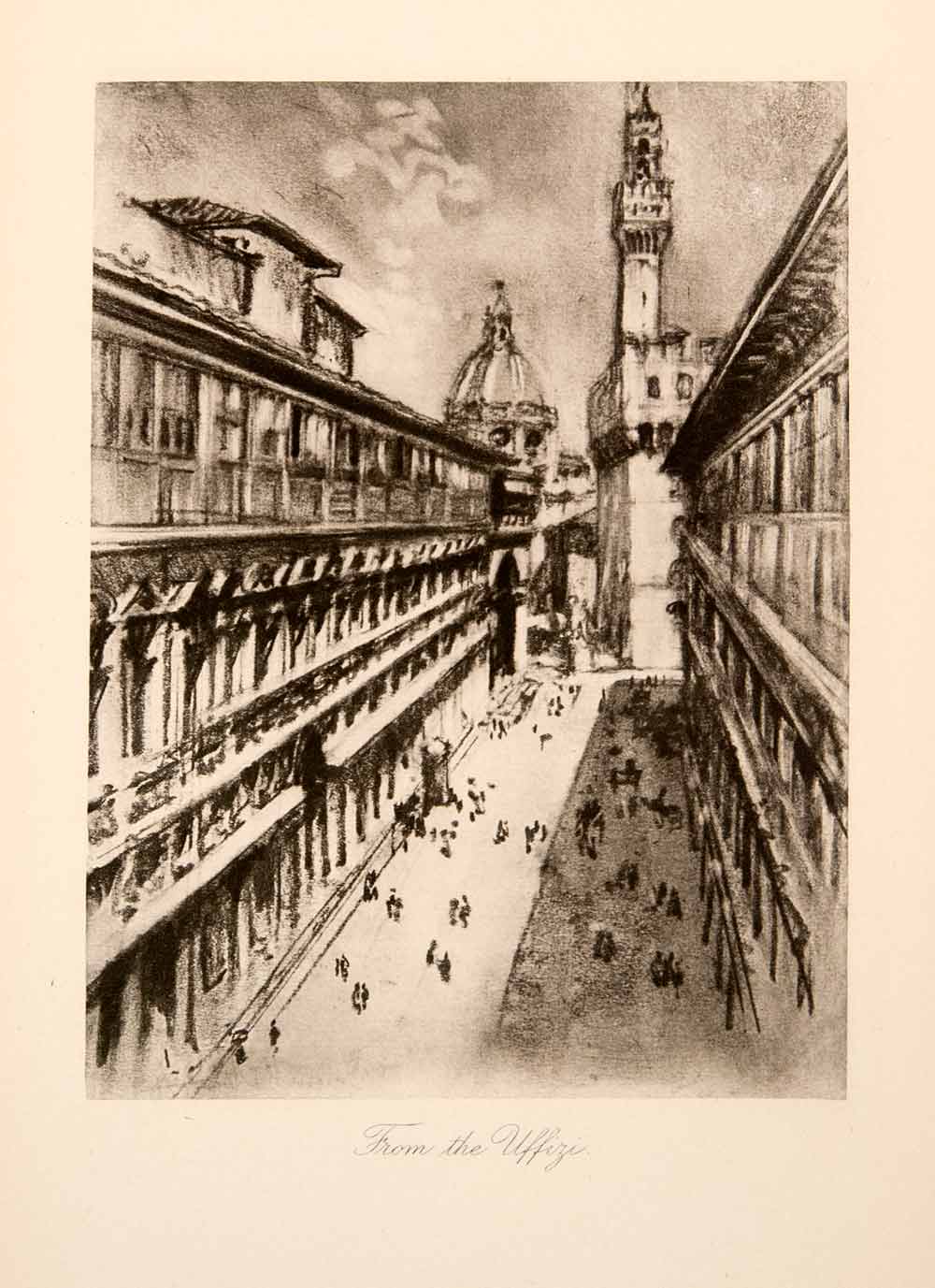 1904 Photogravure Uffizi Gallery Courtyard Florence Museum Joseph Pennell XGWA4