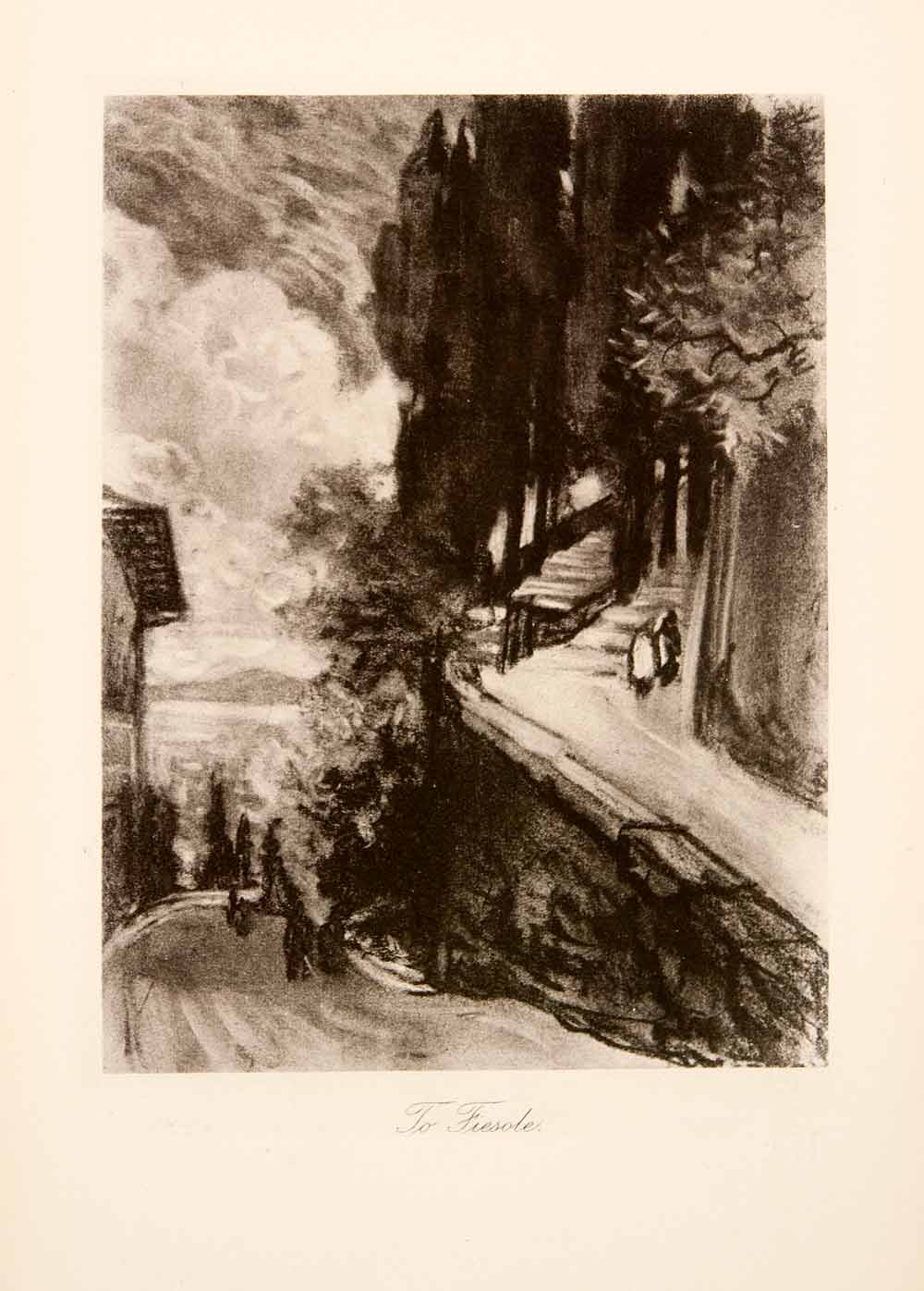 1904 Photogravure Tuscany Fiesole Road Florence Landscape Joseph Pennell XGWA4