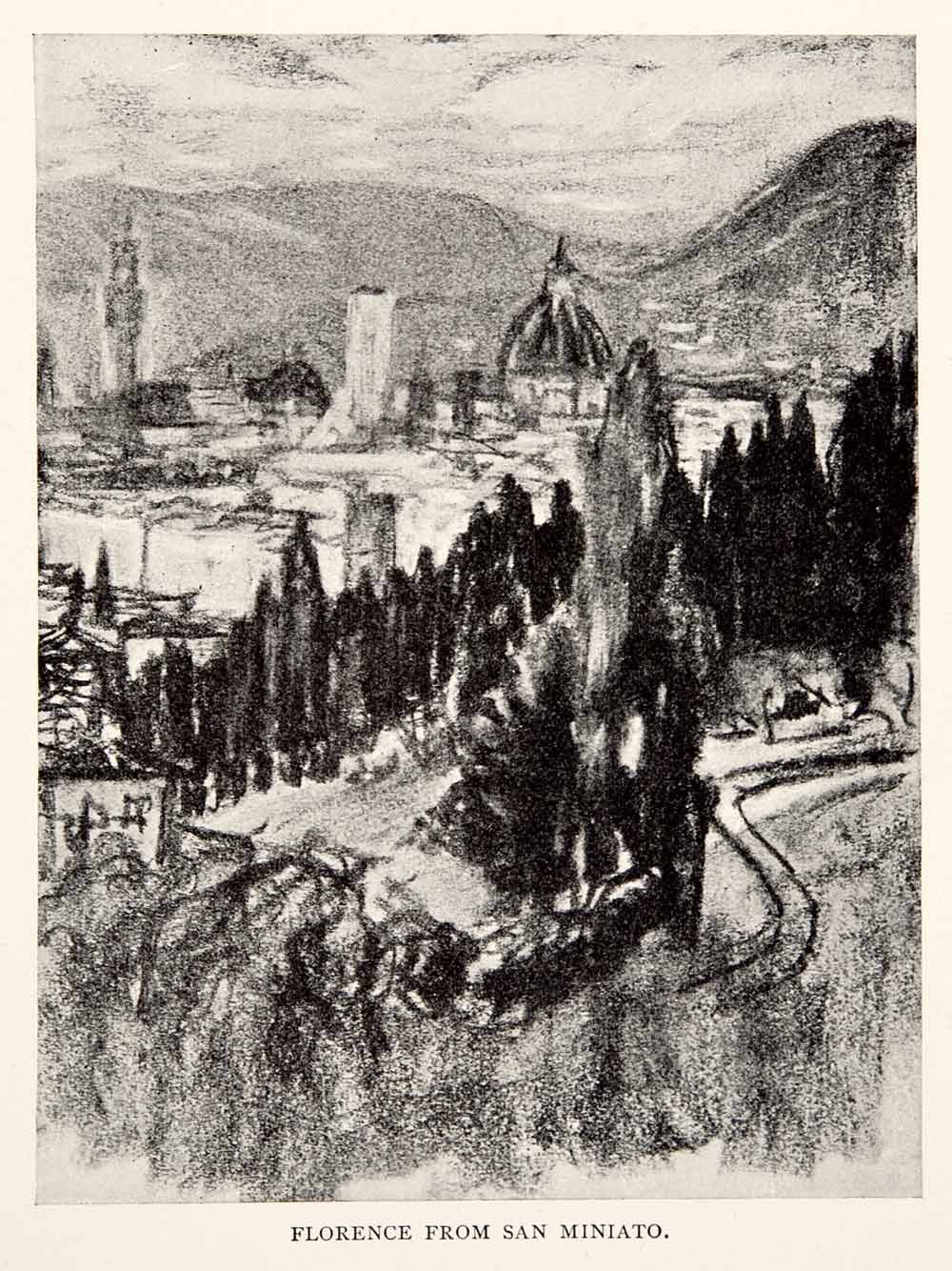 1904 Print Florence City Tuscany Italy San Miniato Landscape Joseph XGWA4