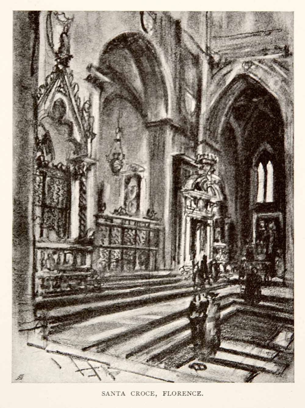 1904 Print Florence Basilica di Santa Croce Interior Italy Church Joseph XGWA4