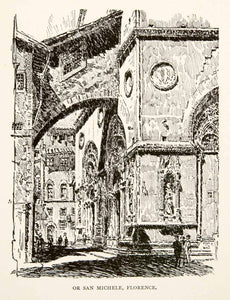 1904 Wood Engraving Orsanmichele Guild Church Florence Italy Joseph XGWA4