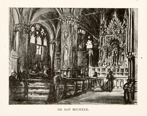 1904 Print Florence Orsanmichele Guild Church Italy Interior Joseph XGWA4