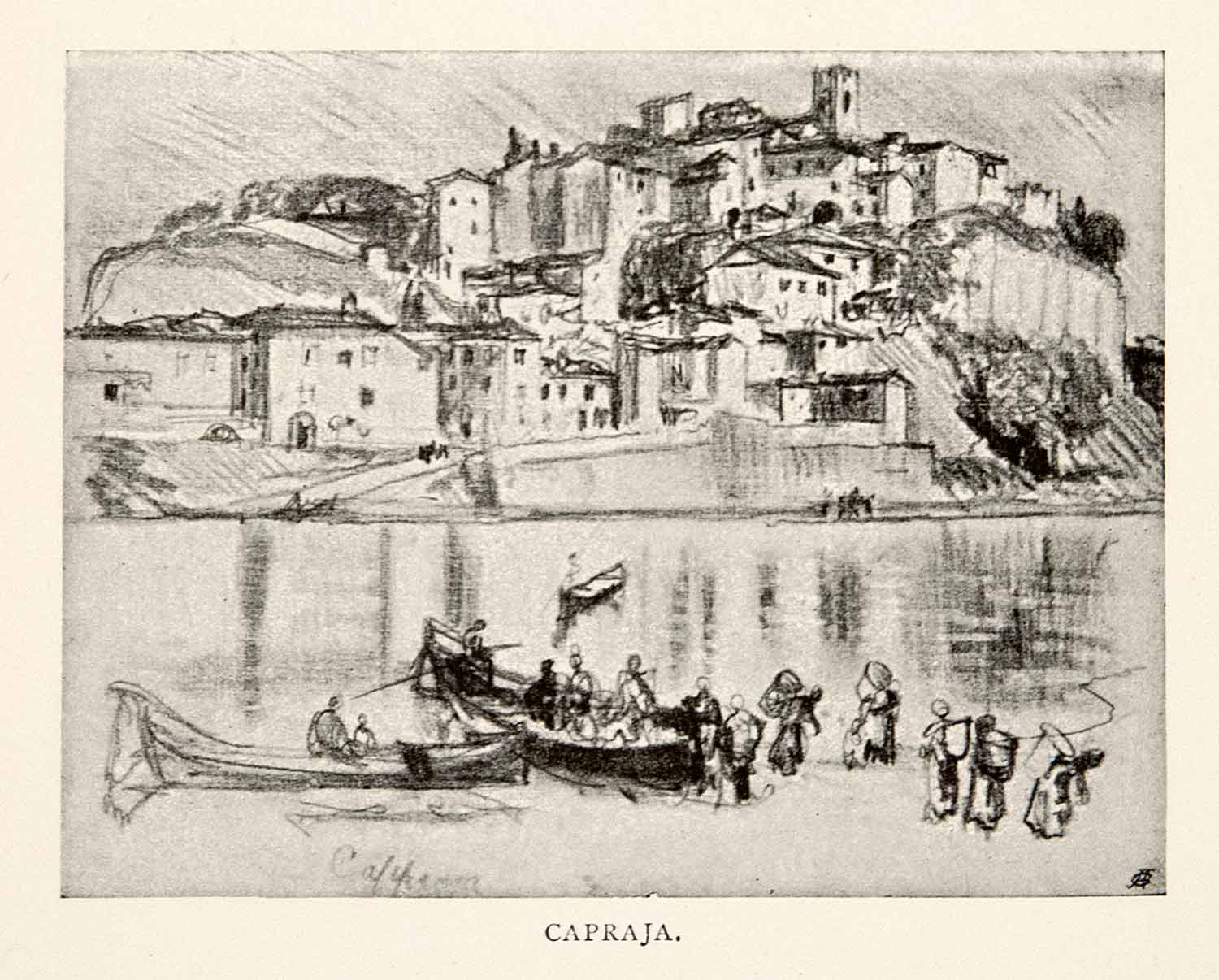 1904 Print Capraia Island Tuscan Archipelago Italian Italy Joseph Pennell XGWA4
