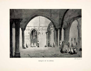 1898 Print Mosque Al Azhar Cairo Egypt Islamic Religious Interior Prayer XGWA8