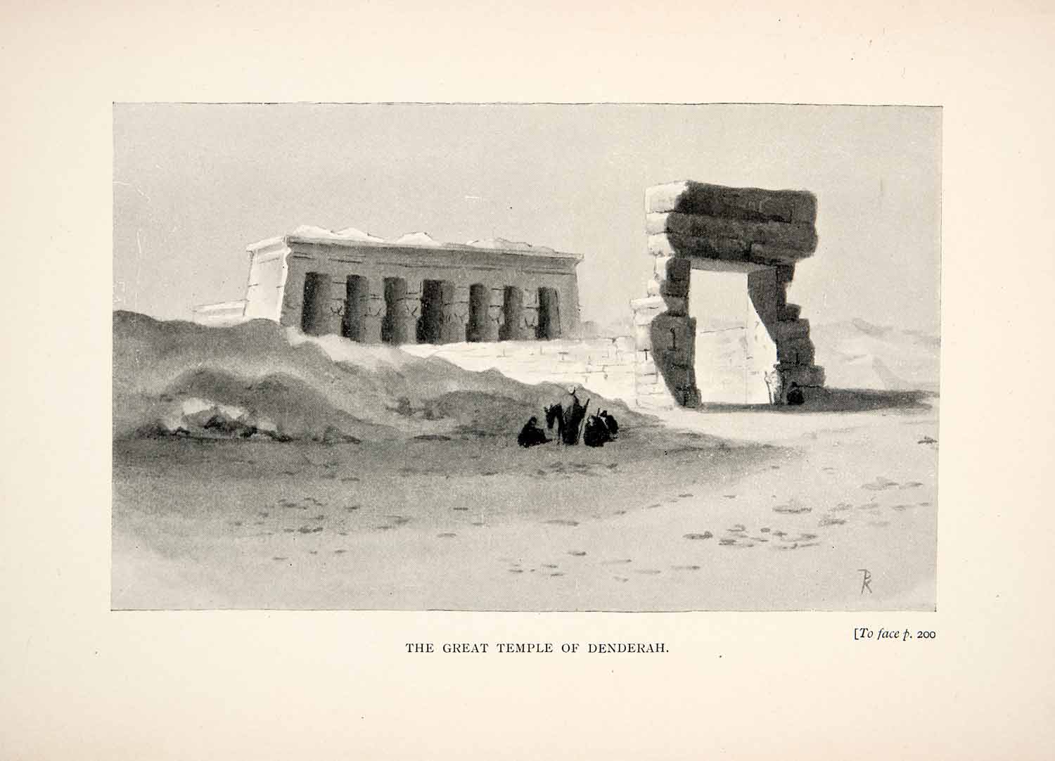 1898 Print Great Temple Dendera Egypt Archaeology Ancient Egyptian Tentyra XGWA8