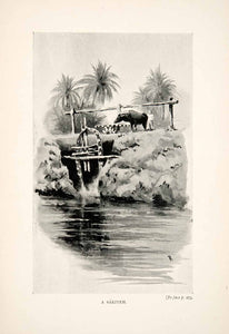 1898 Print Nile Valley Derr Egypt Egyptian Sakiyeh Water Well Wheel River XGWA8