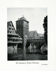 1924 Print Hangman Bridge Nurnberg Pegnitz River Europe Germany Town City XGWA9