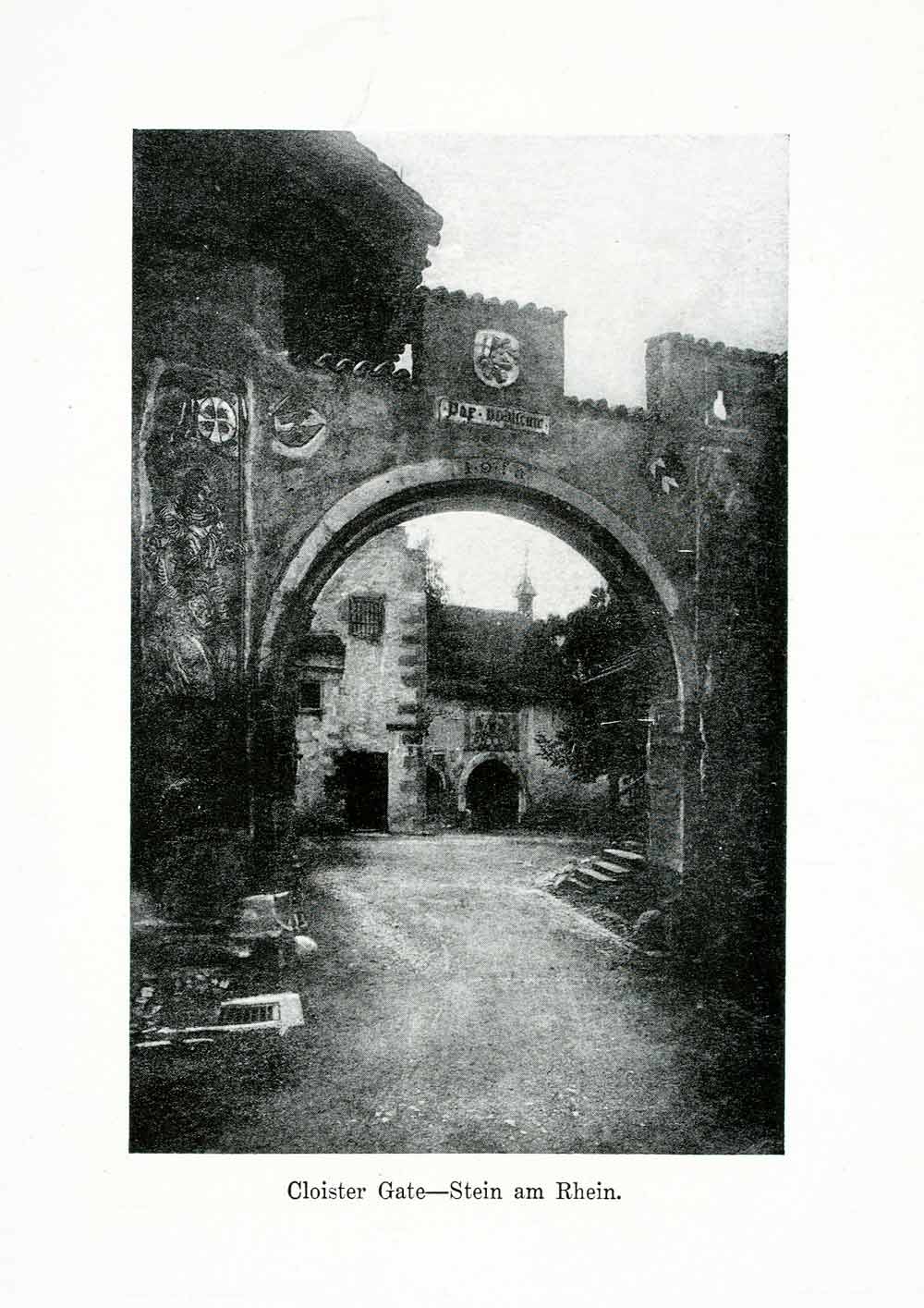 1924 Print Stein Rhein Switzerland Cloister Gate Arch City Town Street XGWA9