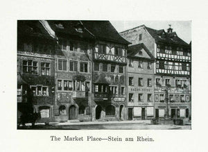 1924 Print Stein Rhein Switzerland Cloister Market Place City Town XGWA9