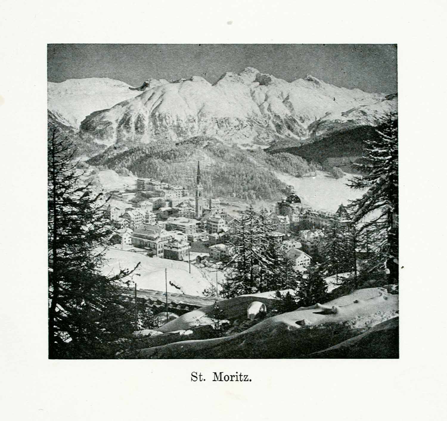 1924 Print Saint Moritz Switzerland Resort Town Engadine Valley Alps Piz XGWA9