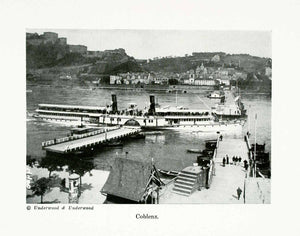 1924 Print Germany Coblenz Koblenz City Boat Ship Harbor Rhine Moselle XGWA9