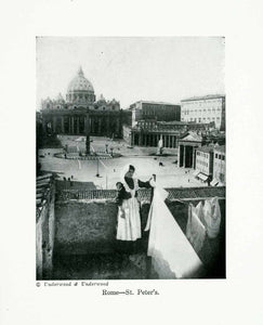 1924 Print Greece Rome Saint Peter Basilica Renaissance Church City XGWA9