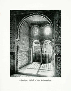 1924 Print Alhambra Palace Fortress Granada Andalusia Spain Salon XGWA9