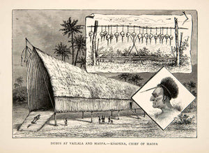 1895 Wood Engraving Dubus Vailala Maopa Koapena Chief Tribe Native New XGWB1