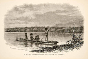1895 Wood Engraving Bertha Lagoon Boat Native Tribe New Guinea Edward XGWB1