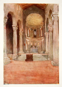 1905 Color Print Pieve Romena Church Tuscany Italy Interior Religion Dora XGWB3