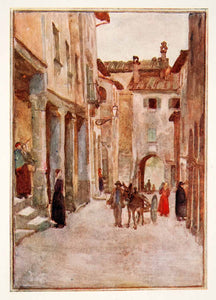 1905 Color Print Borga Collina Poppi Tuscany Italy Cityscape Street Dora XGWB3