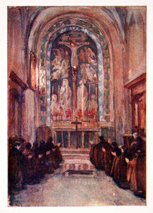 1905 Color Print Chapel Church Stigmata Jesus Italy Monk Religion Dora XGWB3