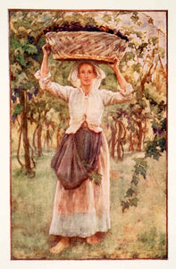 1905 Color Print Portrait Contandina Woman Casentino Valley Italy Dora XGWB3