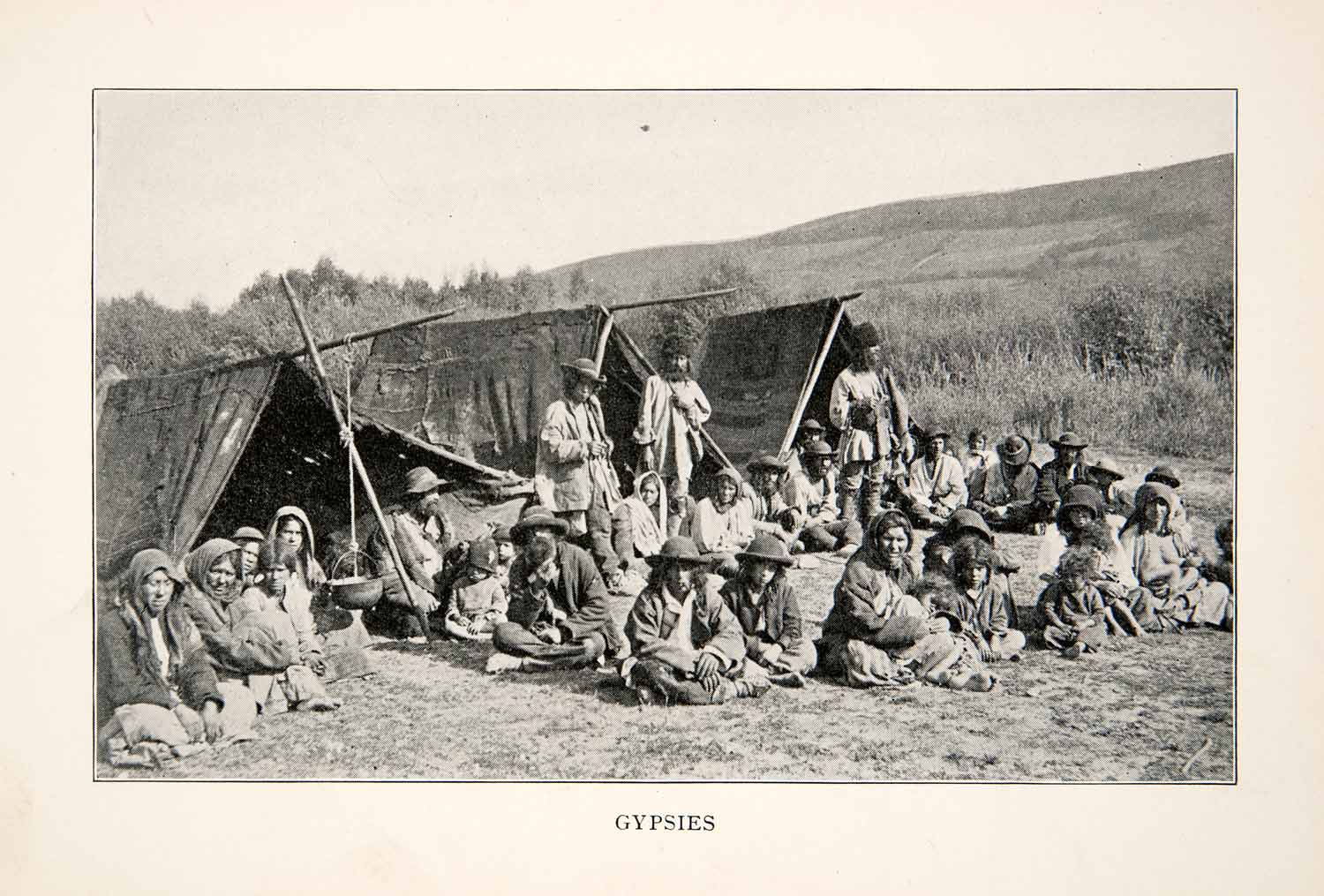 1903 Print Roma Gypsy Hungarian Countryside Nomadic Magyarorszagi Romak XGWB6