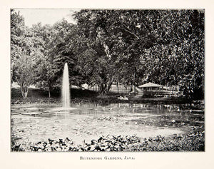 1902 Print Botanical Gardens Buitenzorg Island Java Indonesia Fountain XGWB7