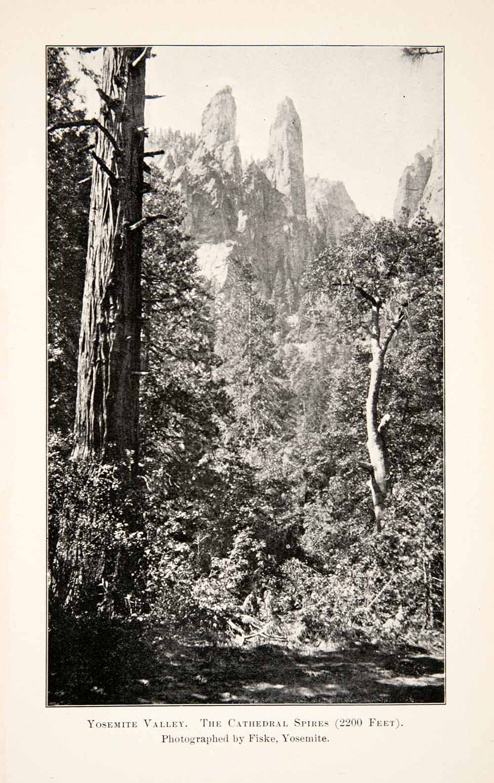 1902 Print Cathedral Spires Nature Landscape Yosemite Valley California XGWB7