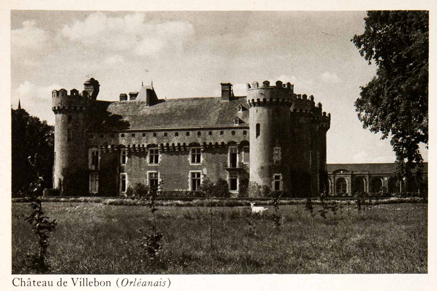 1944 Photogravure Chateau Castle Villebon Eure Loir France Fortification XGWB8