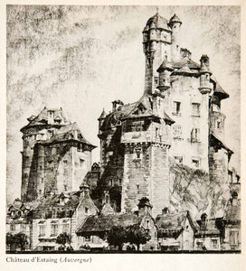 1944 Photogravure Chamberlain Chateau D'Estaing Aveyron France Castle XGWB8