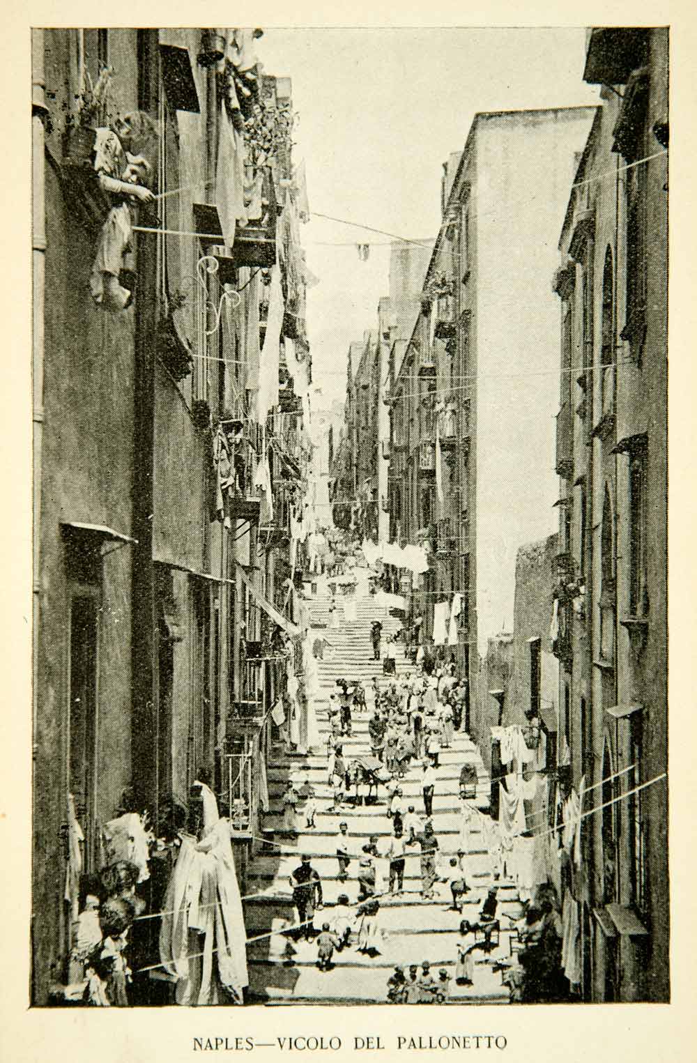 1895 Print Naples Vicolo Del Pallonetto City Historical Rione Borgo Santa XGWC3