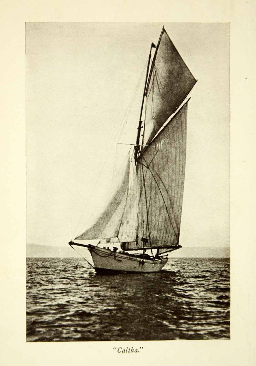 1923 Print Sail Boat Caltha Mast Landscape Scenery Ocean Water Navigate XGWC6