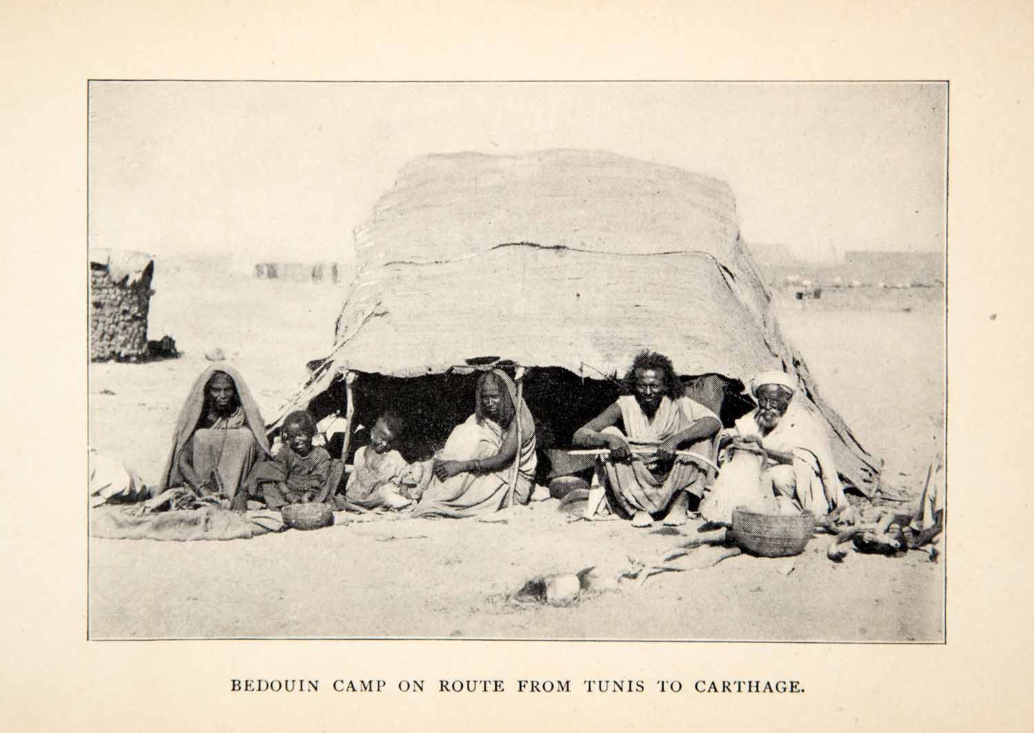 1900 Print Bedouins Tunisia Carthage Sahara Desert Campsite Tent Africa XGWC7