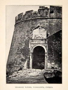 1900 Print Moorish Tower Famagosta Cyprus Island Mediterranean Castle XGWC7