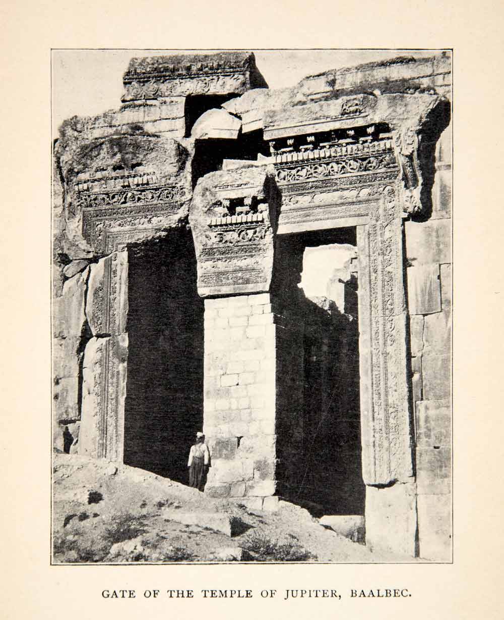 1900 Print Gate Temple Jupiter Baalbel Lebanon Gate Archaeological Ancient XGWC7