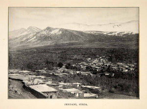 1900 Print Zebadani Syria Mountain Cityscape Aerial View Landscape XGWC7