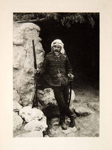 1900 Photogravure Soldier Gun Uniform Costume Arab Native Ethnic XGWC7