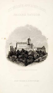 1864 Steel Engraving Wartburg Castle Eisenach Germany Medieval Bayard XGWC9